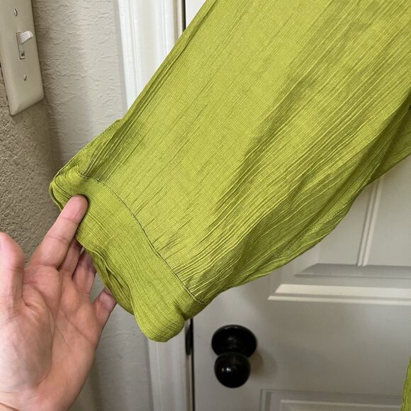 Ali Miles Green Sheer Popover Boho Peasant Top Long Sleeves Womens Size 1X - Picture 4 of 11